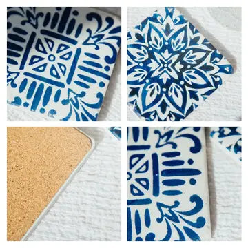 Nature Print Resin Coasters — Set of 4