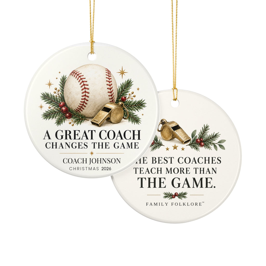 Personalized Baseball Coach Christmas Ornament, Custom Coach Name & Year, Baseball Coach Gift, Team Thank You Gift