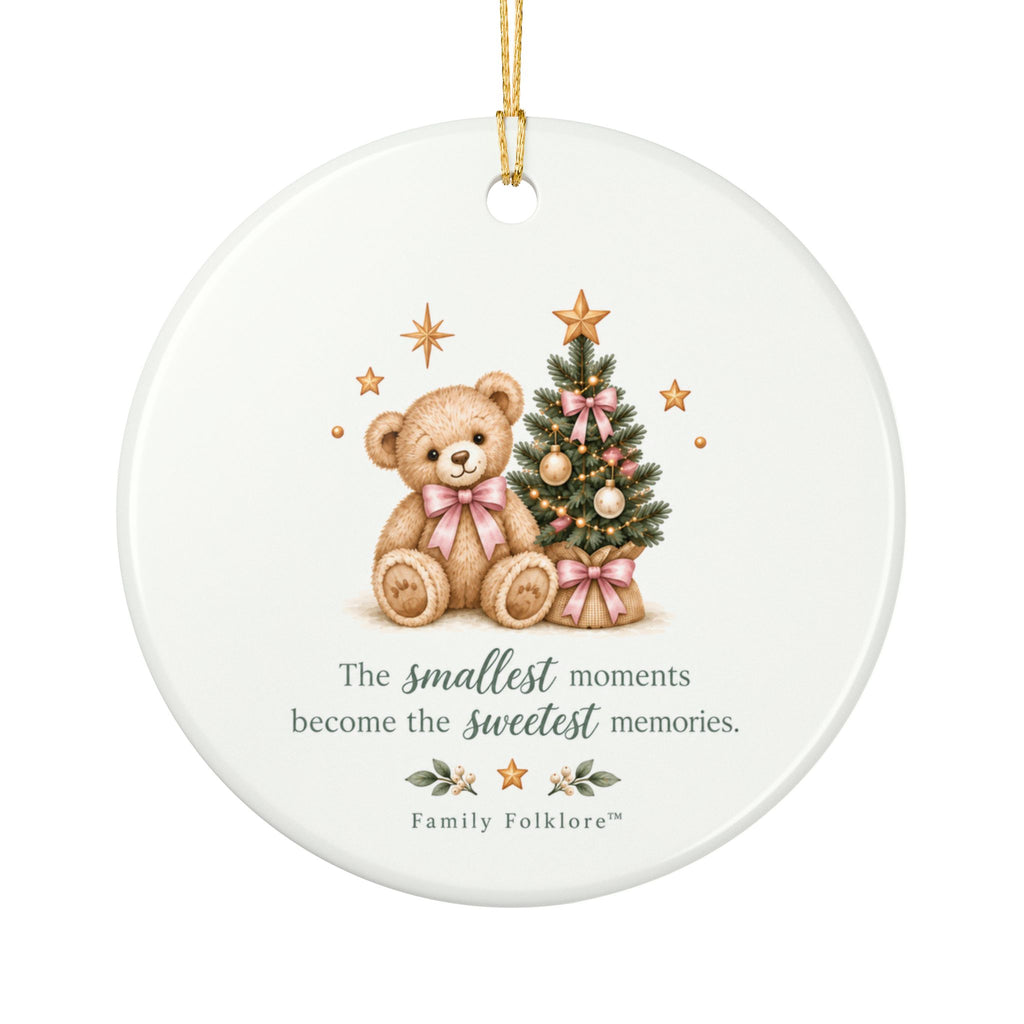 Personalized Baby Girl’s First Christmas Ornament — Pink Teddy Bear