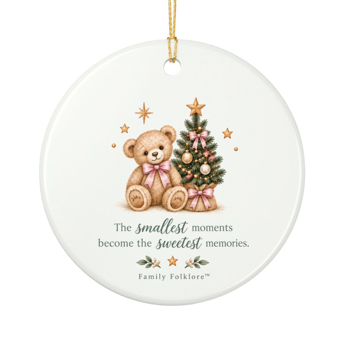 Personalized Baby Girl’s First Christmas Ornament — Pink Teddy Bear