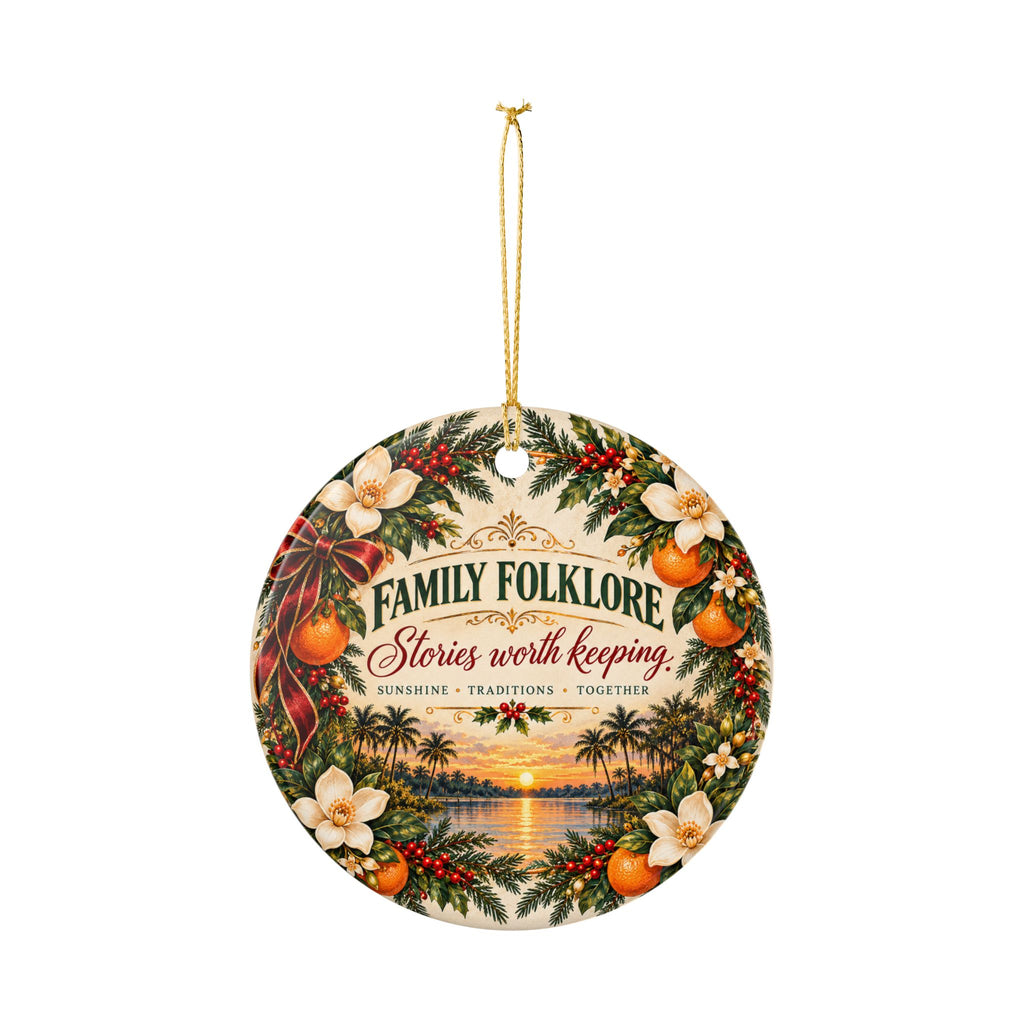 Personalized Old Florida Christmas Ornament, Custom Family Name or Year, Florida Christmas Keepsake, Palm Tree Coastal Gift