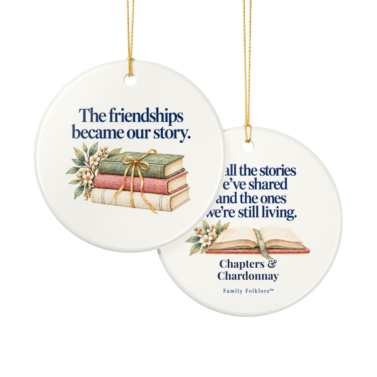 Book Club Christmas Ornament, Personalized or Classic, Book Lover Gift, Friendship Keepsake | Family Folklore™