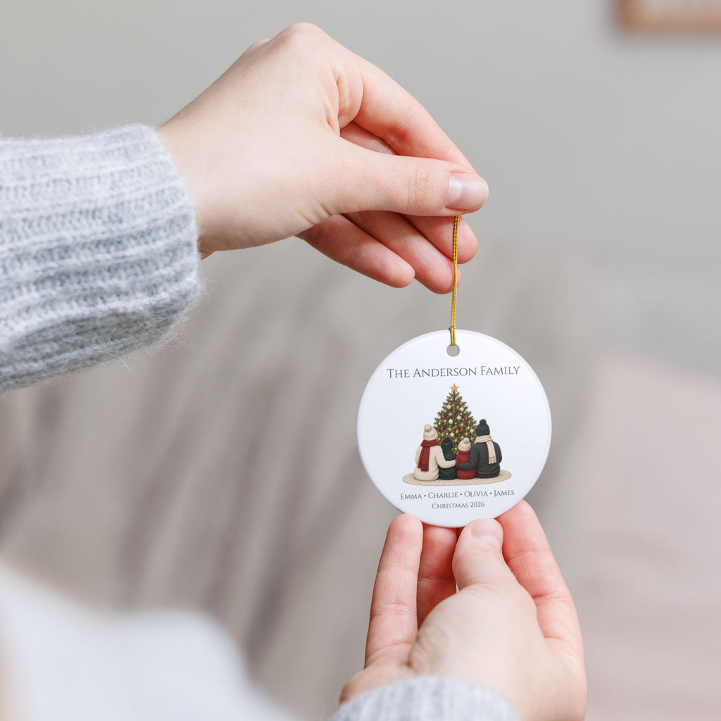 Personalized Family of 4 Christmas Ornament — Names & Year