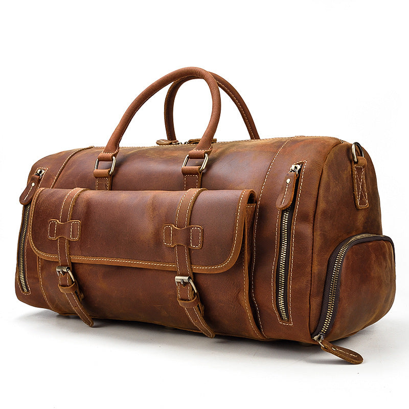 Full-Grain Leather Weekender Duffle Bag