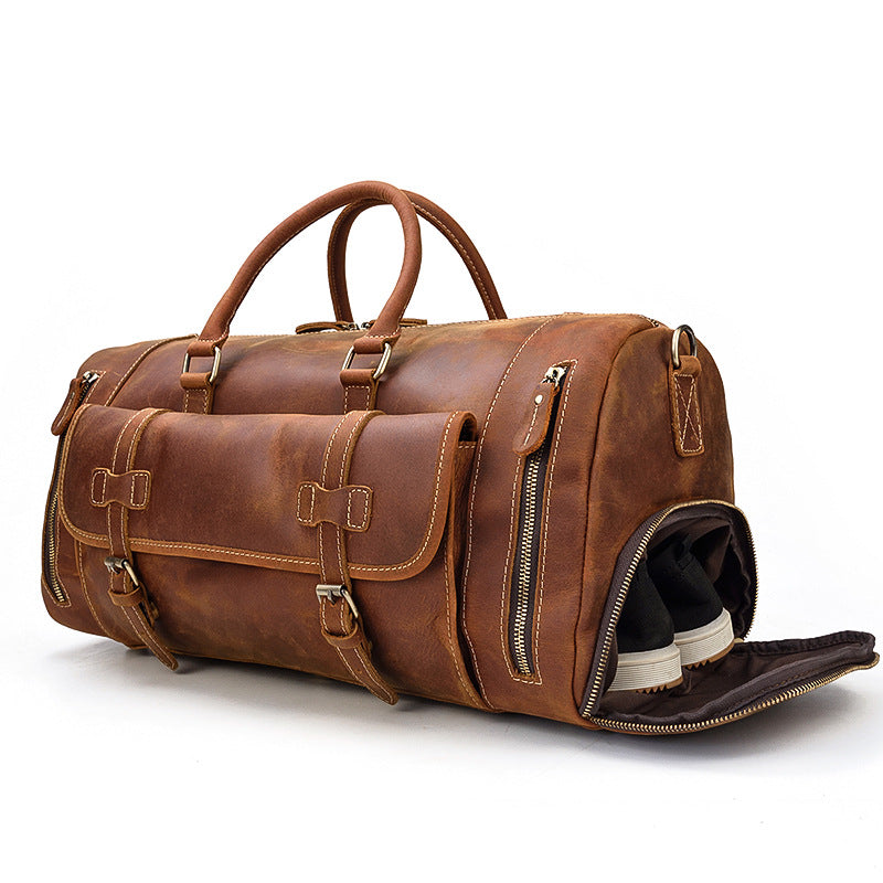 Full-Grain Leather Weekender Duffle Bag