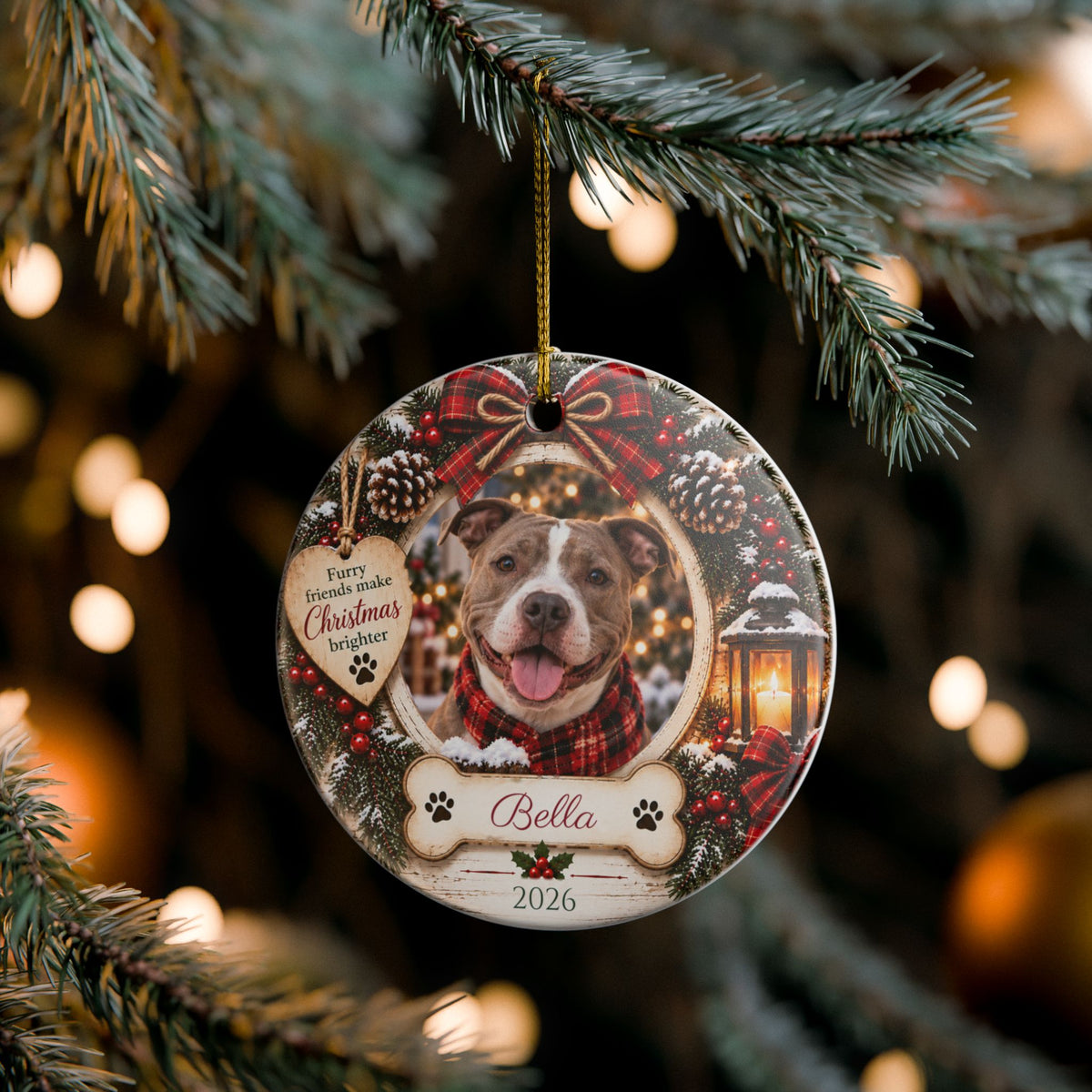 Personalized Pet Photo Christmas Ornament — Dog or Cat