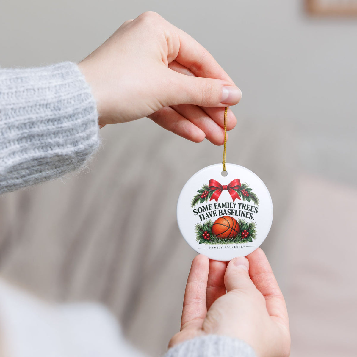 Basketball Christmas Ornament 2026, Some Family Trees Have Baselines, Basketball Mom Gift, Basketball Family Keepsake, Ceramic Ornament