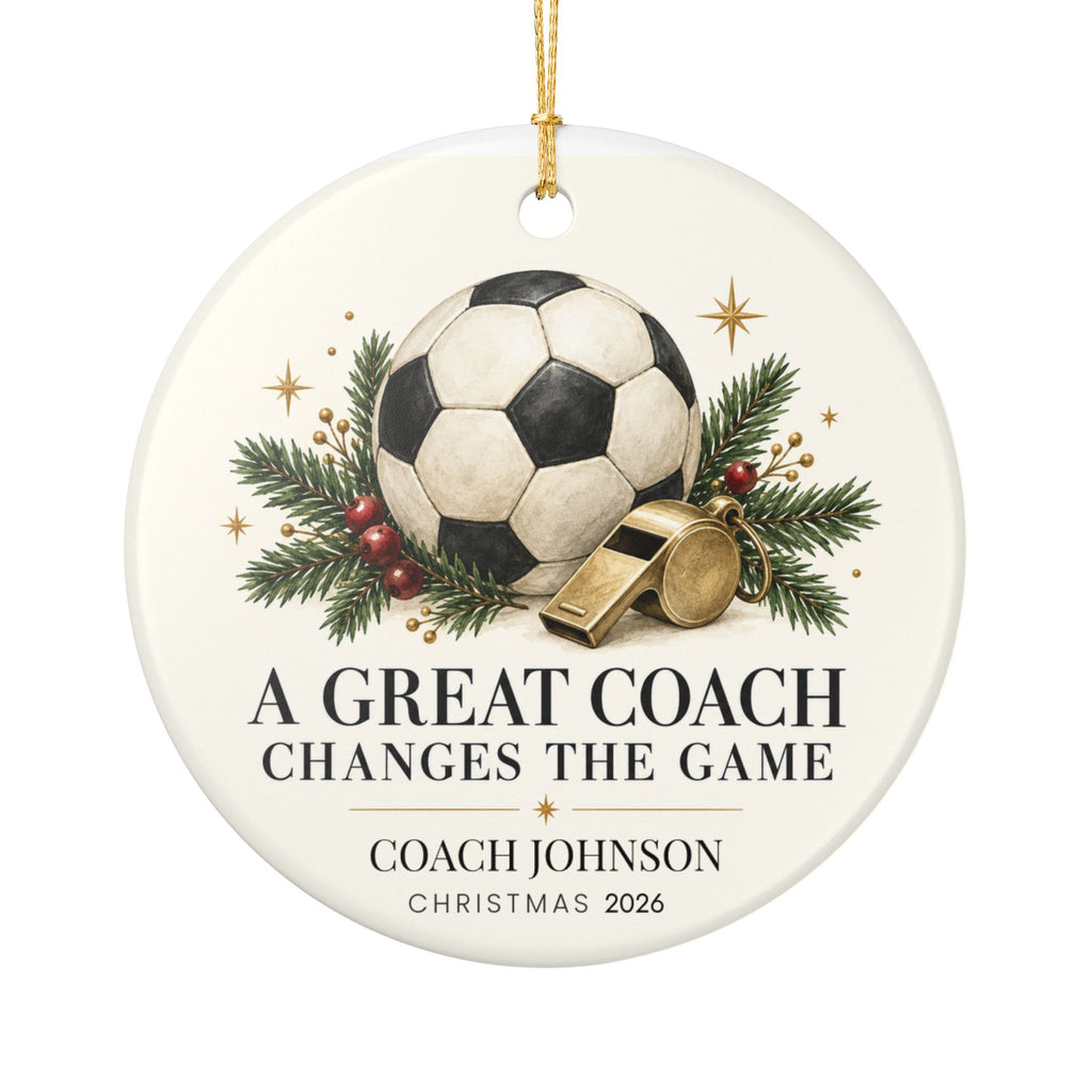 Personalized Soccer Coach Christmas Ornament, Custom Coach Name & Year, Soccer Coach Gift, Team Thank You Gift