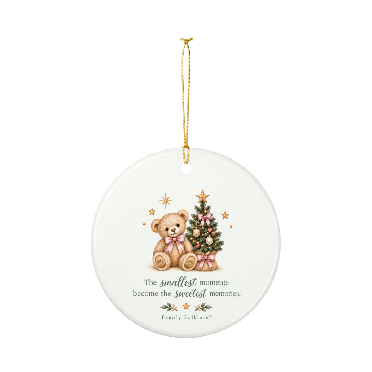 Personalized Baby Girl’s First Christmas Ornament — Pink Teddy Bear
