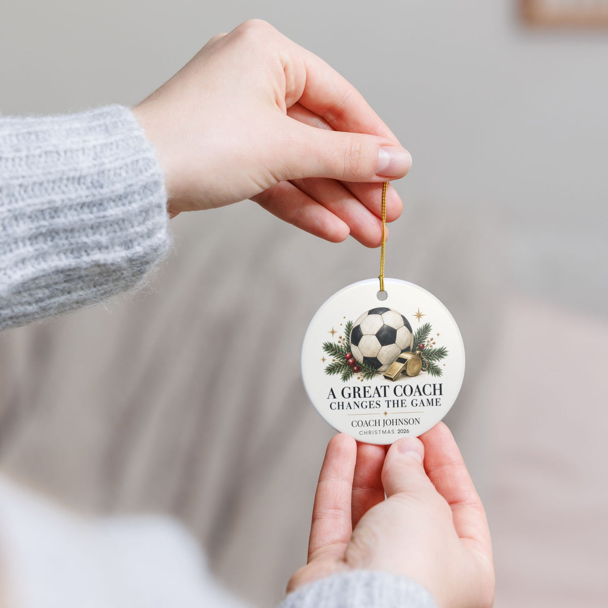 Personalized Soccer Coach Christmas Ornament, Custom Coach Name & Year, Soccer Coach Gift, Team Thank You Gift