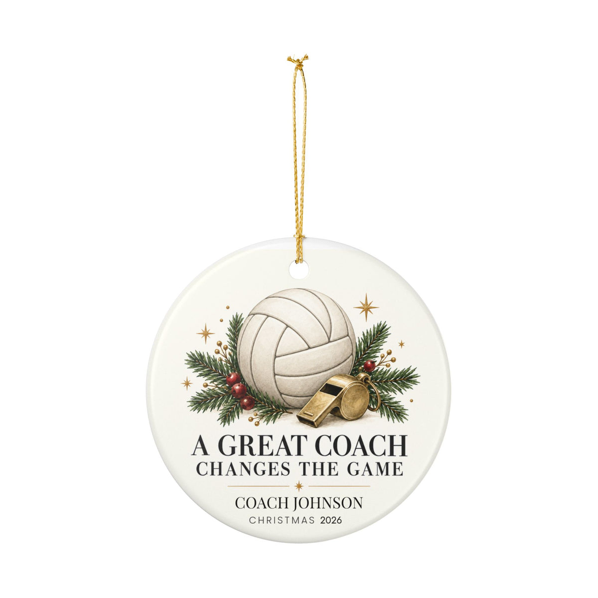 Personalized Volleyball Coach Christmas Ornament, Custom Coach Name & Year, Volleyball Coach Gift, Team Thank You Gift
