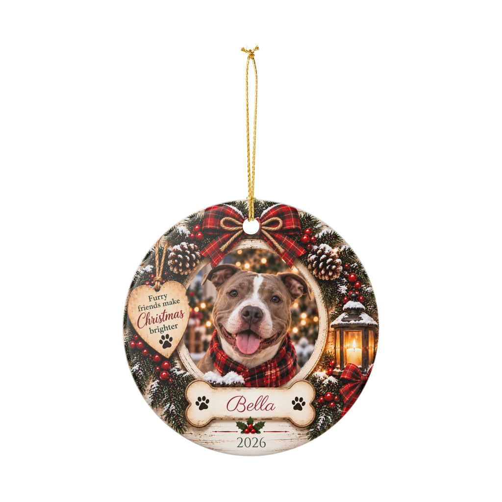 Personalized Pet Photo Christmas Ornament — Dog or Cat