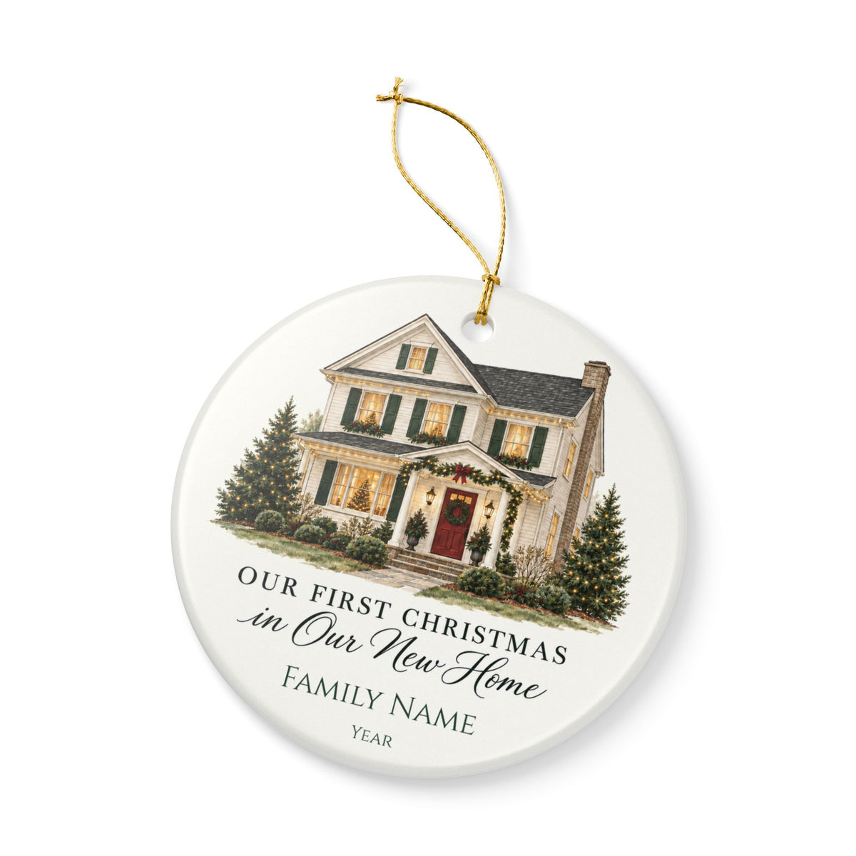 Personalized First Christmas in Our New Home Ornament — Family Name & Year