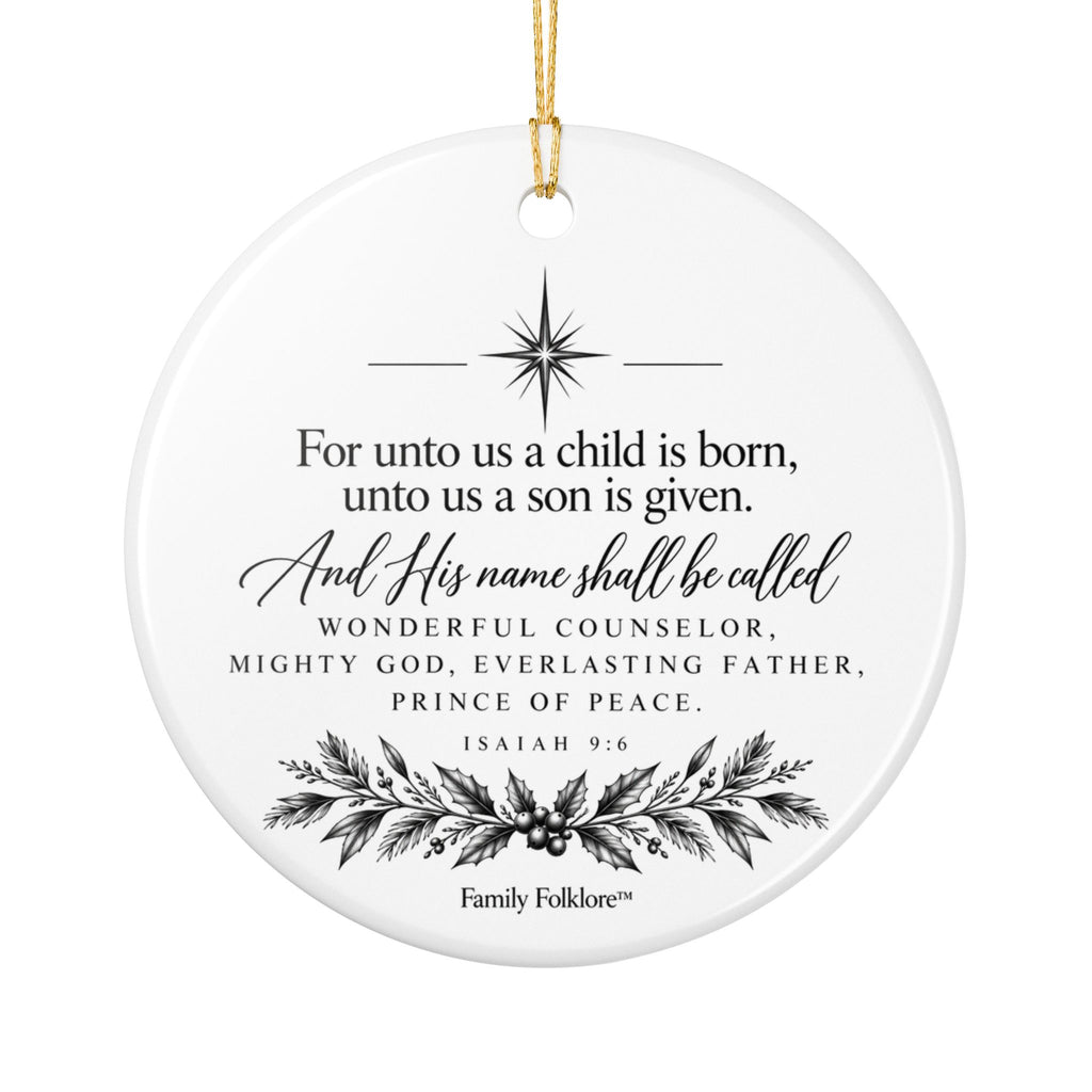 Personalized Manger Christmas Ornament — Isaiah 9:6