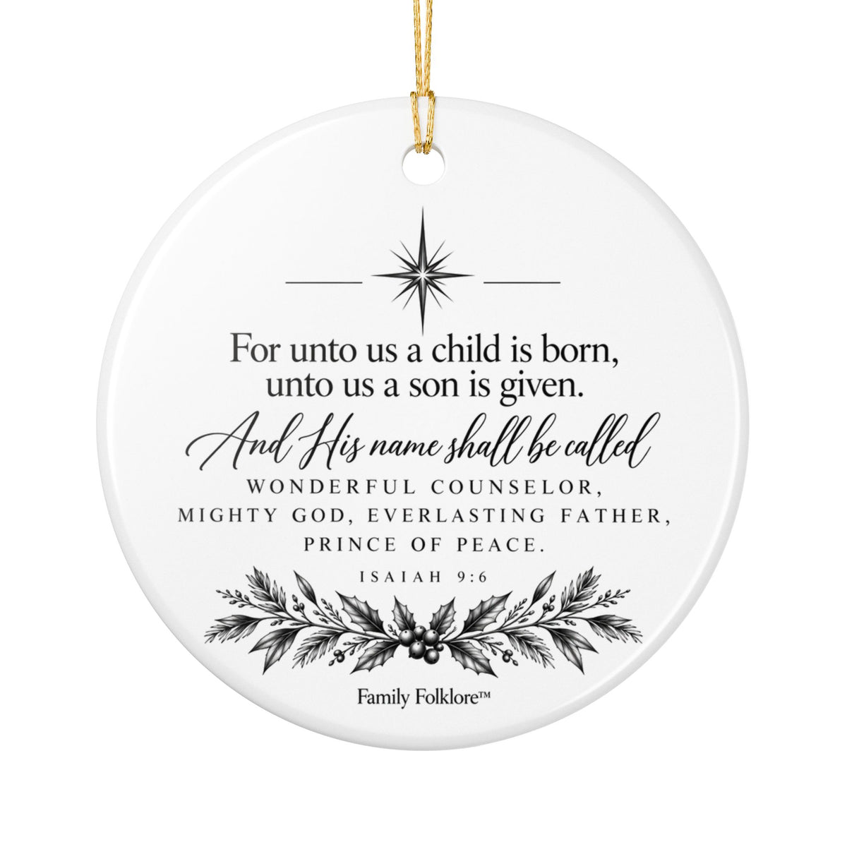 Personalized Manger Christmas Ornament — Isaiah 9:6