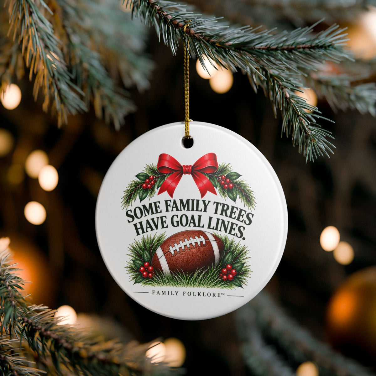 Football Christmas Ornament 2026, Some Family Trees Have Goal Lines, Football Mom Gift, Football Family Keepsake, Ceramic Ornament