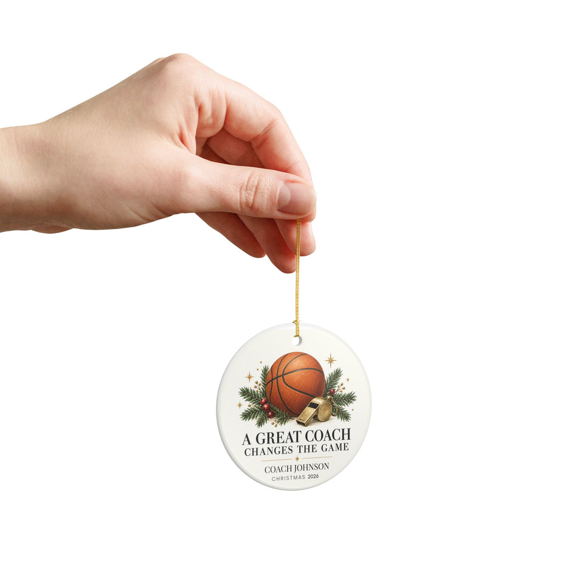 Personalized Basketball Coach Christmas Ornament, Custom Coach Name & Year, Basketball Coach Gift, Team Thank You Gift