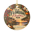 Personalized Old Florida Christmas Ornament, Custom Family Name or Year, Florida Christmas Keepsake, Palm Tree Coastal Gift