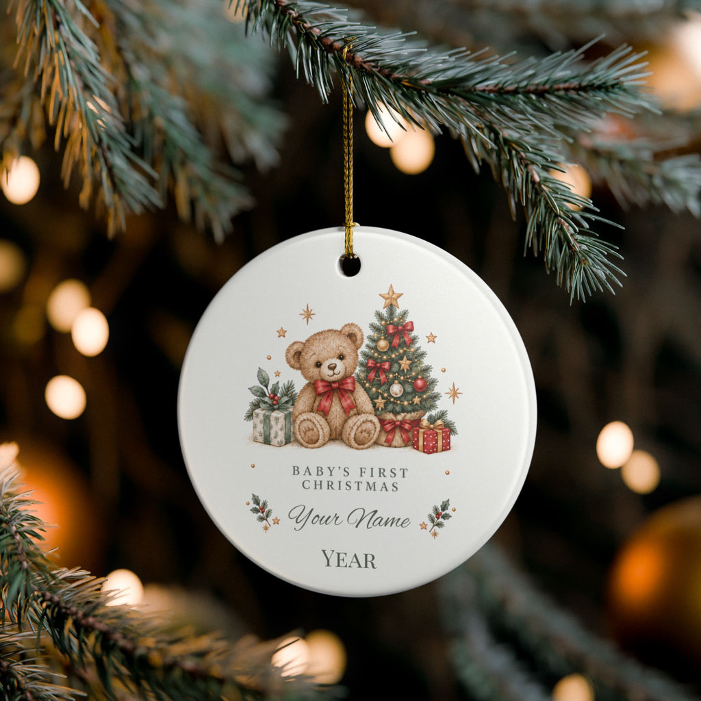 Personalized Baby’s First Christmas Ornament — Teddy Bear