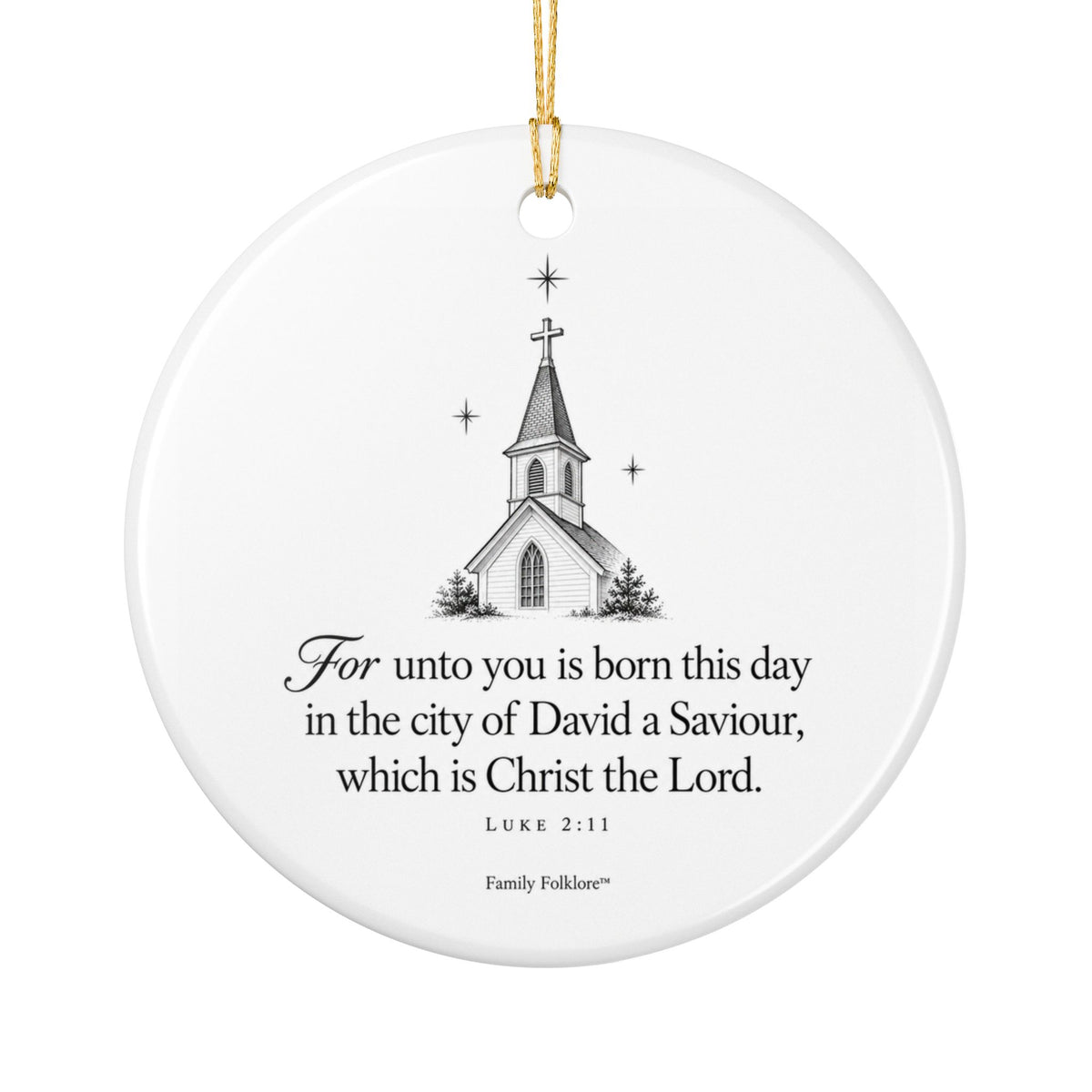 Personalized Church Christmas Ornament — Luke 2:11 & Custom Year