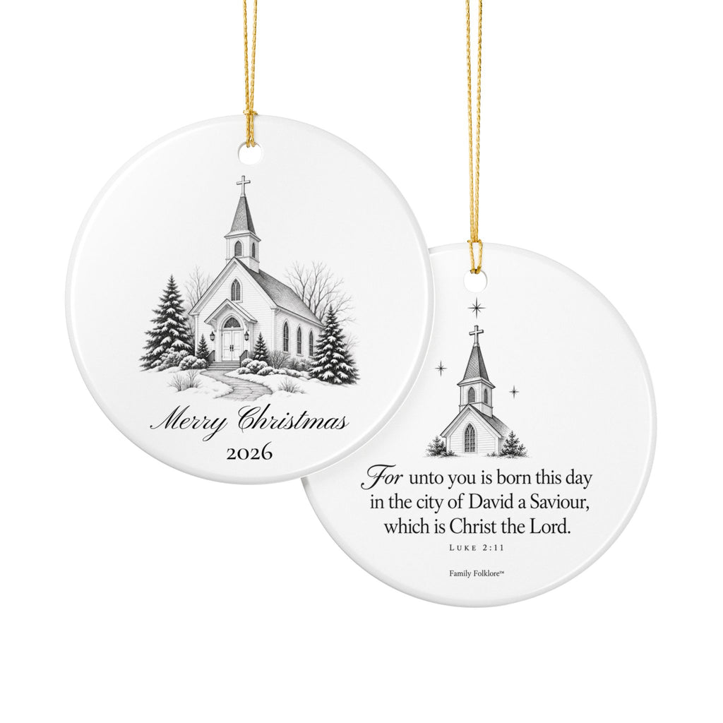 Personalized Church Christmas Ornament — Luke 2:11 & Custom Year