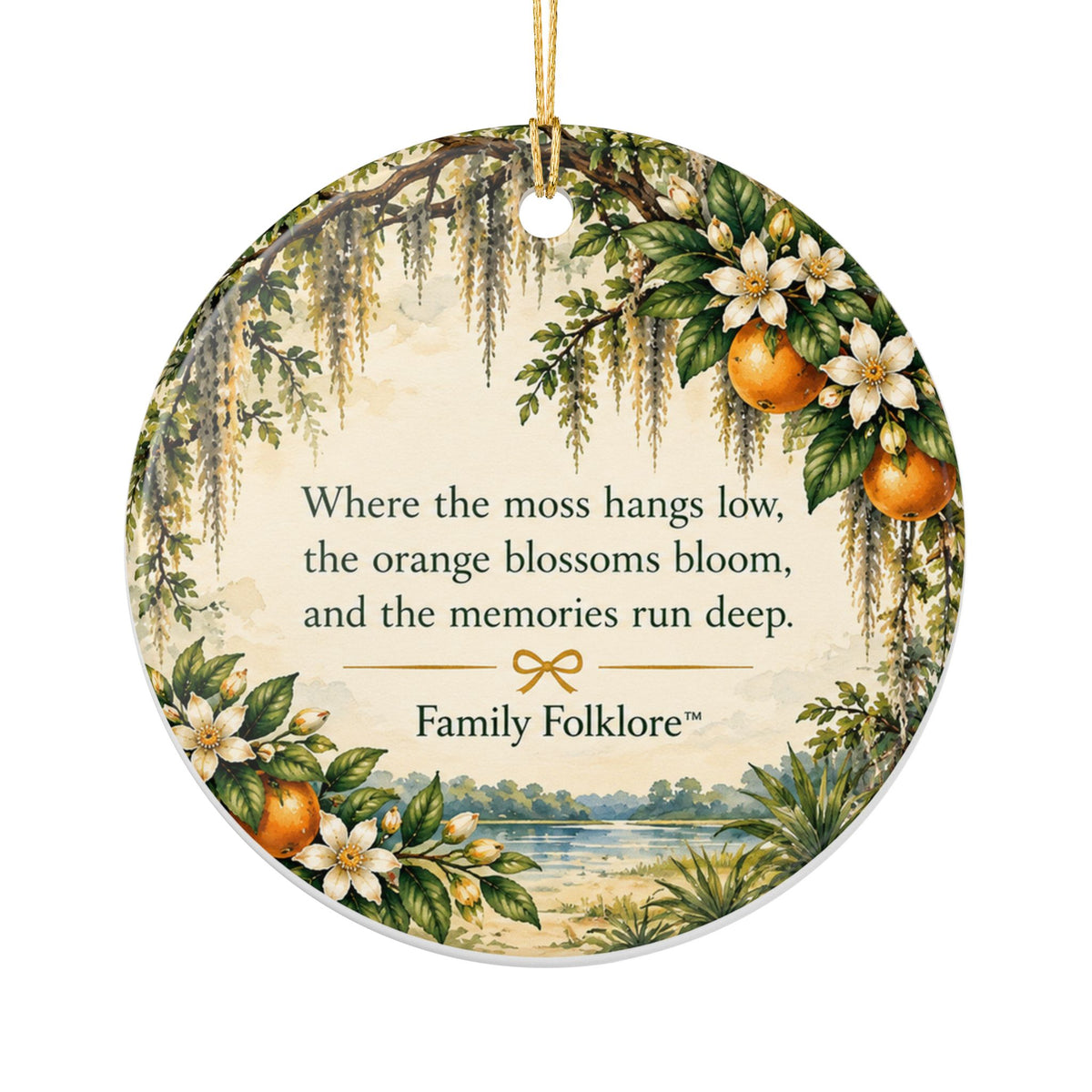 Personalized Old Florida Citrus Christmas Ornament, Custom Year, Orange Grove & Spanish Moss Keepsake by Family Folklore™