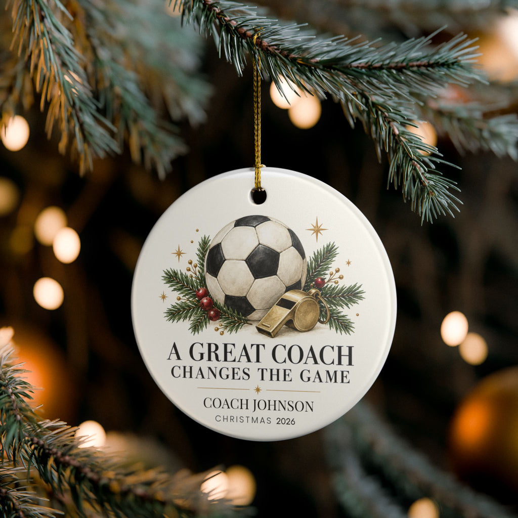 Personalized Soccer Coach Christmas Ornament, Custom Coach Name & Year, Soccer Coach Gift, Team Thank You Gift