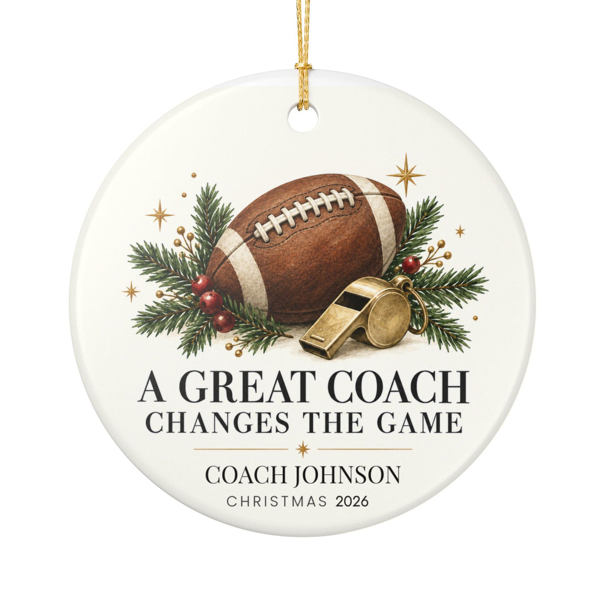 Personalized Great Coach Christmas Ornament — Five Sports