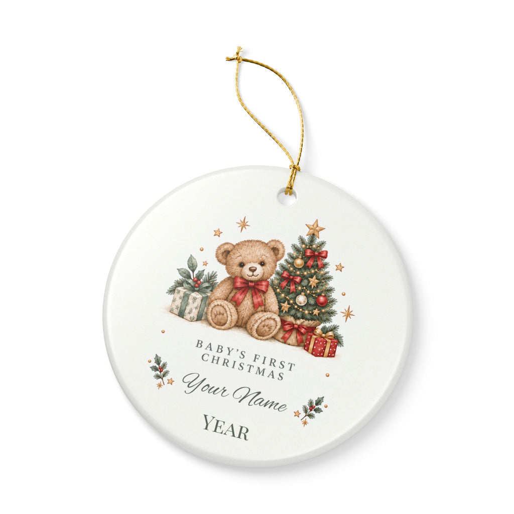 Personalized Baby’s First Christmas Ornament — Teddy Bear