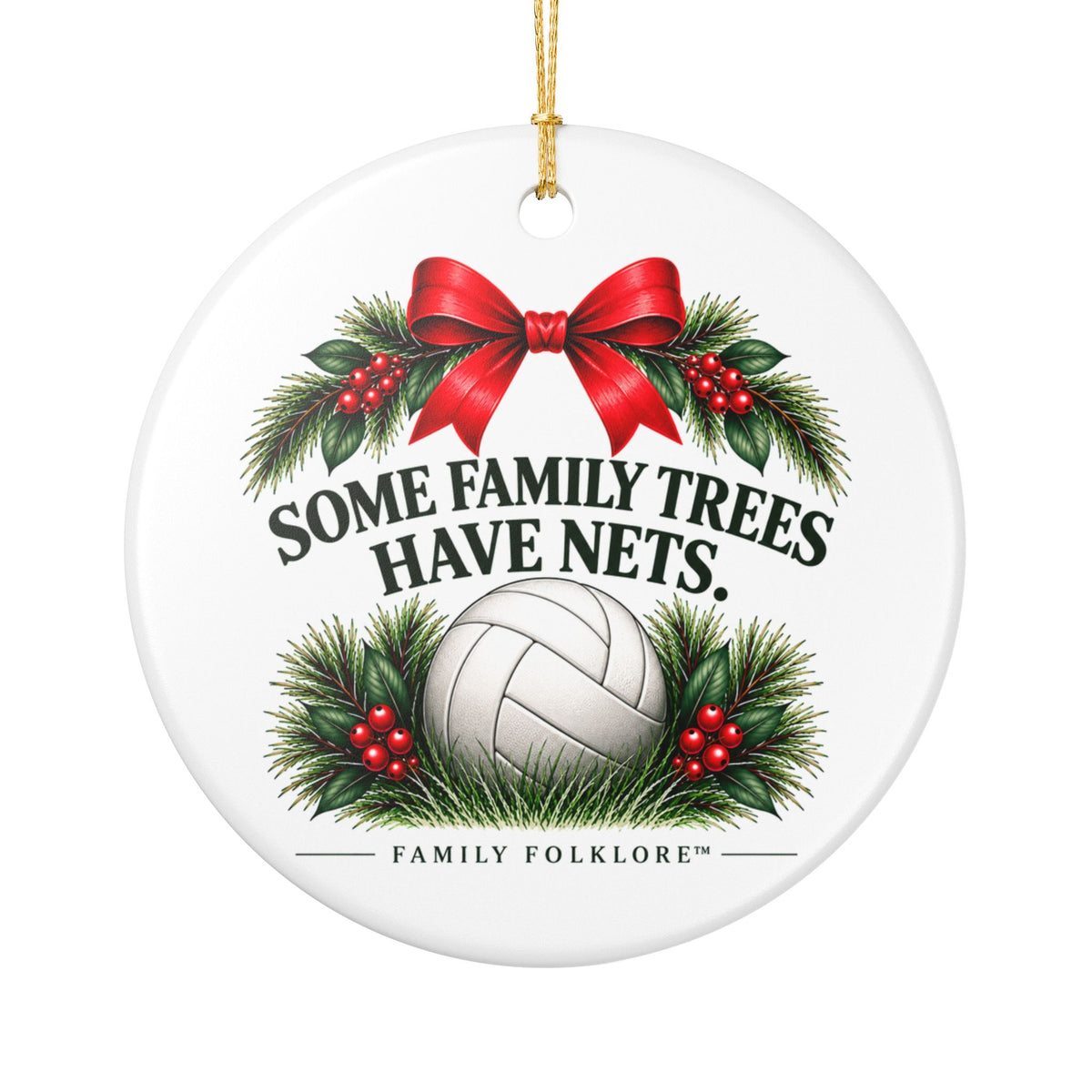 Volleyball Christmas Ornament 2026, Some Family Trees Have Nets, Volleyball Mom Gift, Volleyball Family Keepsake, Ceramic Ornament
