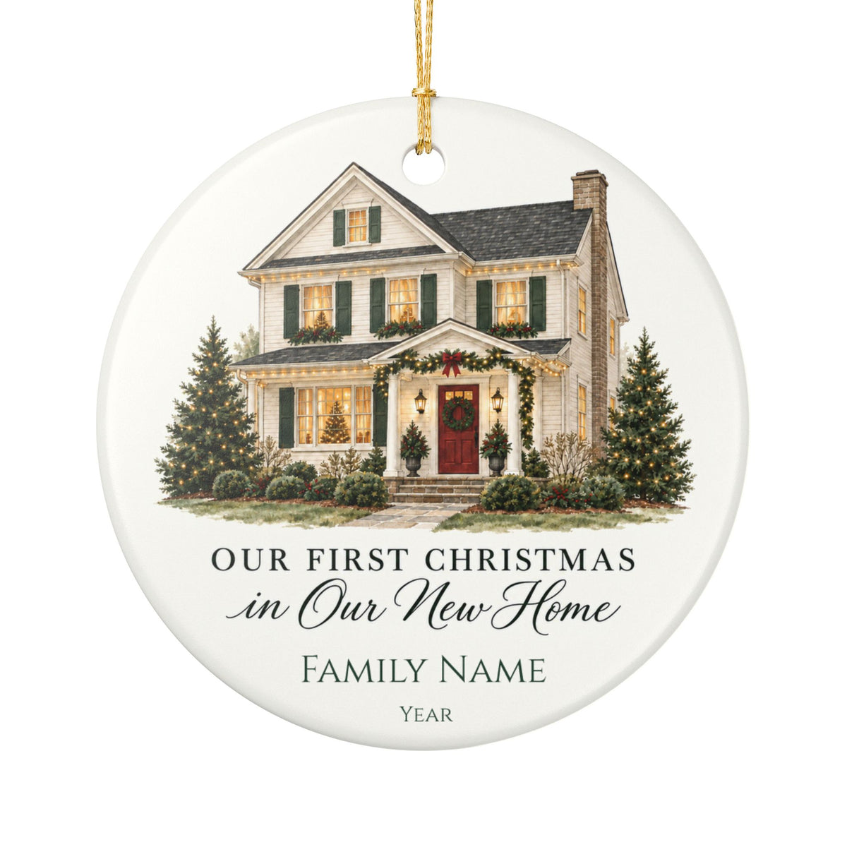 Personalized First Christmas in Our New Home Ornament — Family Name & Year