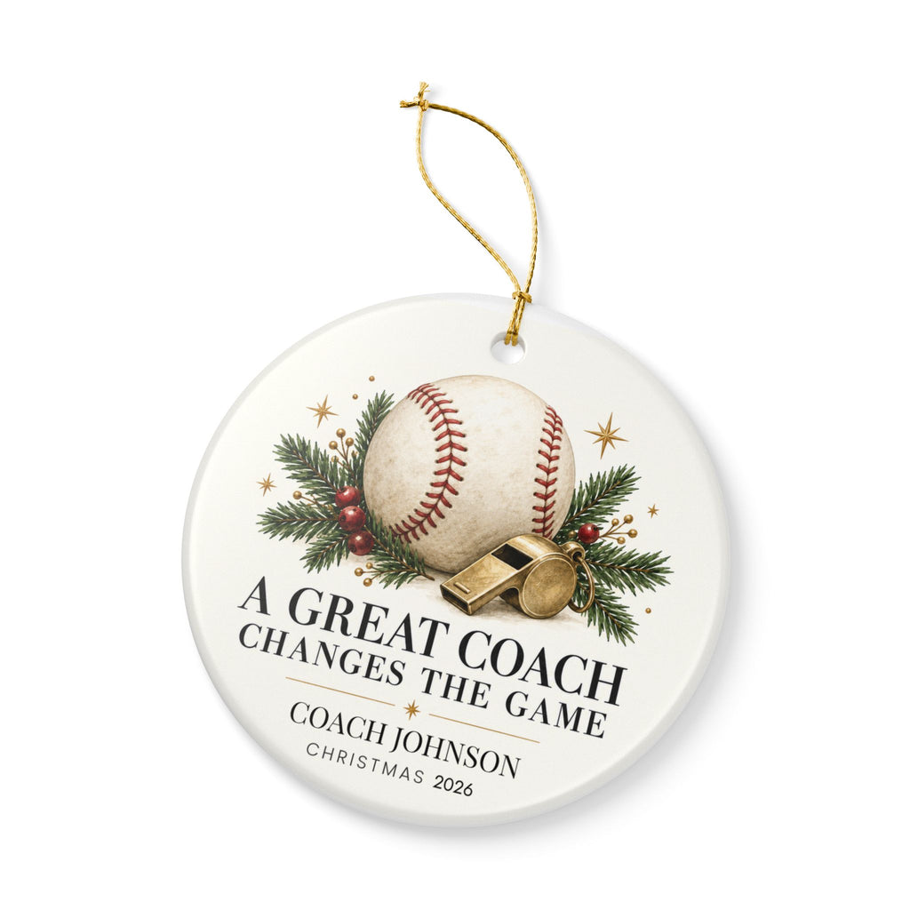 Personalized Baseball Coach Christmas Ornament, Custom Coach Name & Year, Baseball Coach Gift, Team Thank You Gift