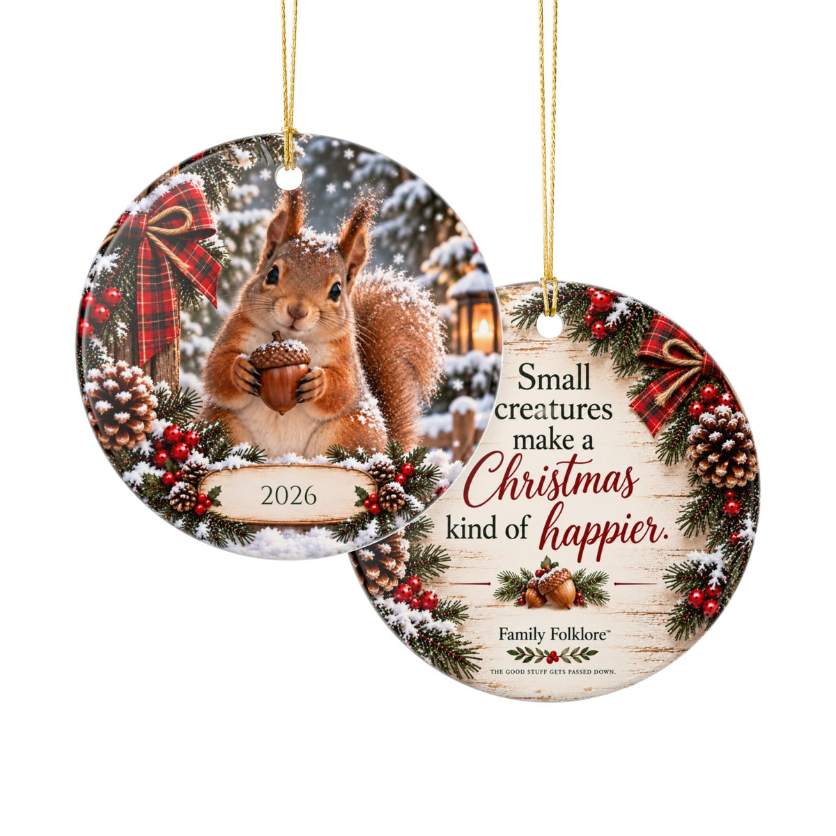 Personalized Squirrel Christmas Ornament — Custom Year