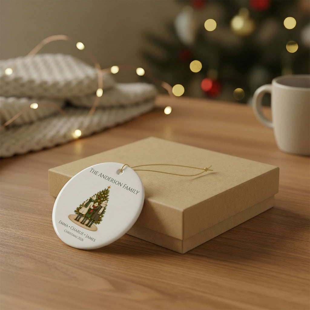 Personalized Family of 3 Christmas Ornament — Names & Year