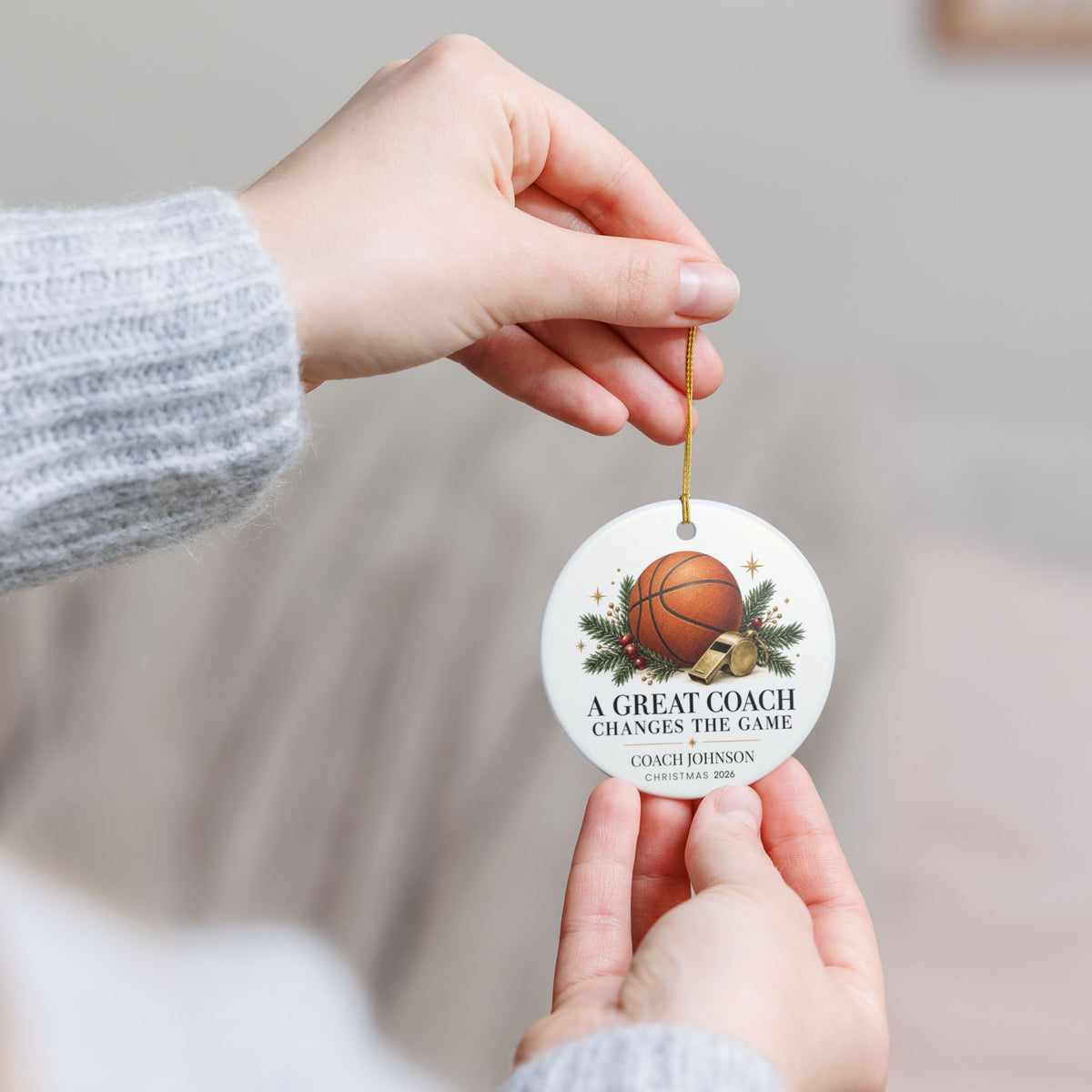 Personalized Basketball Coach Christmas Ornament, Custom Coach Name & Year, Basketball Coach Gift, Team Thank You Gift