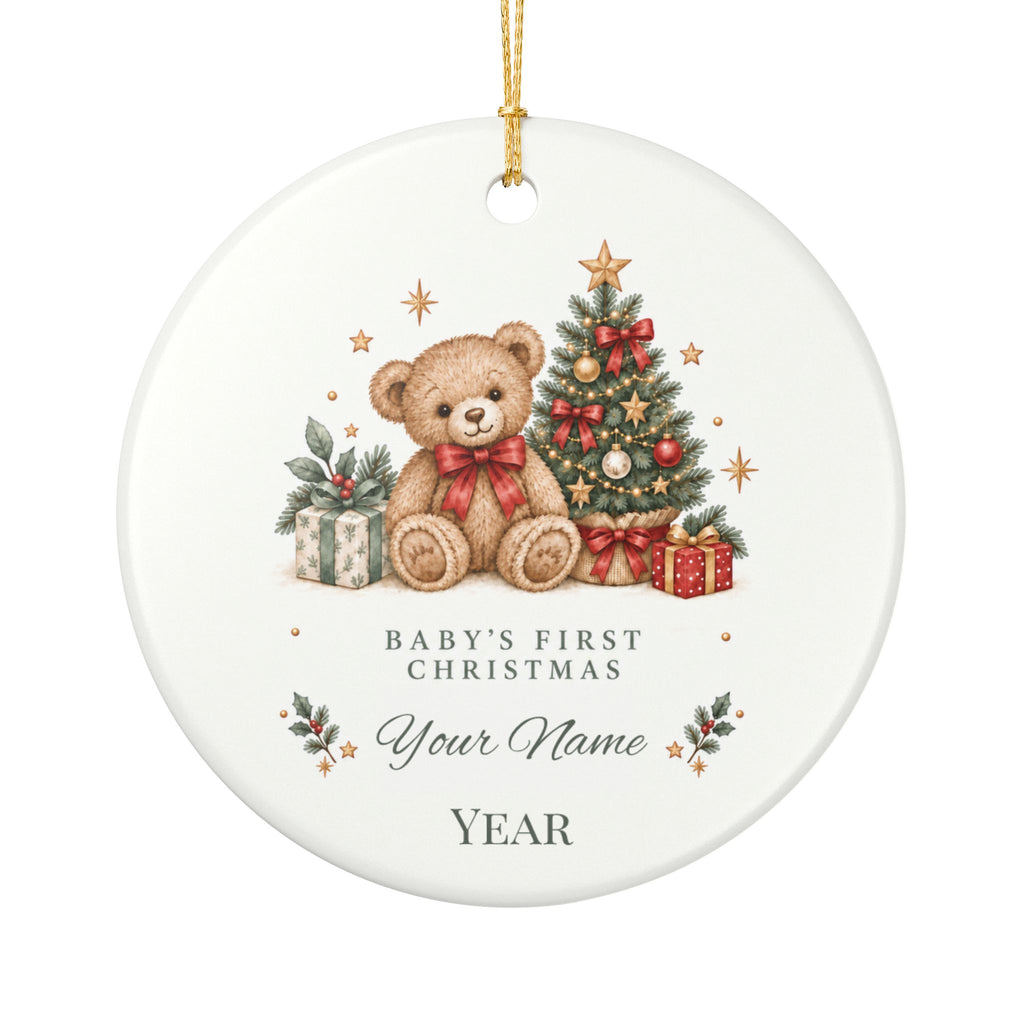 Personalized Baby’s First Christmas Ornament — Teddy Bear