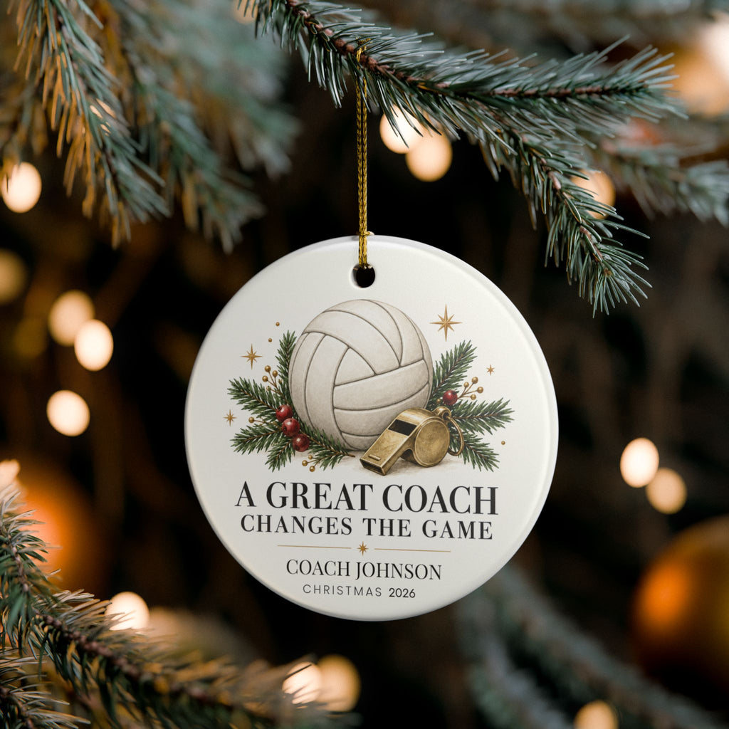 Personalized Volleyball Coach Christmas Ornament, Custom Coach Name & Year, Volleyball Coach Gift, Team Thank You Gift