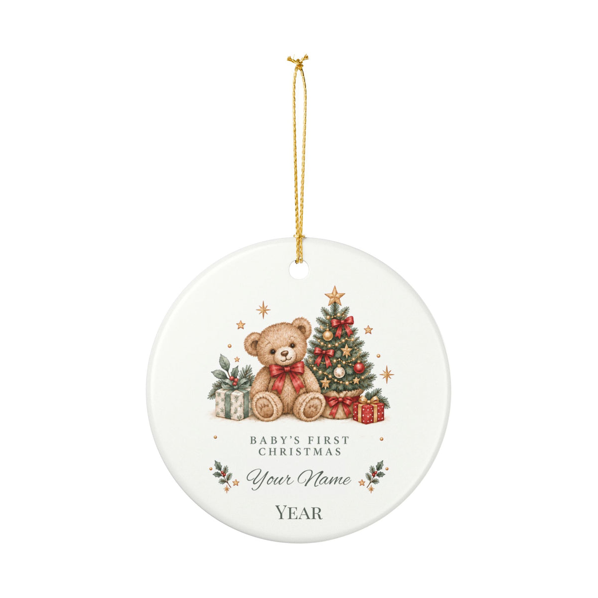 Personalized Baby’s First Christmas Ornament — Teddy Bear