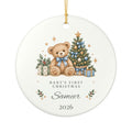 Boy Personalized Baby's First Christmas Ornament, Teddy Bear & Christmas Tree, Custom Name and Year, New Baby Keepsake Gift