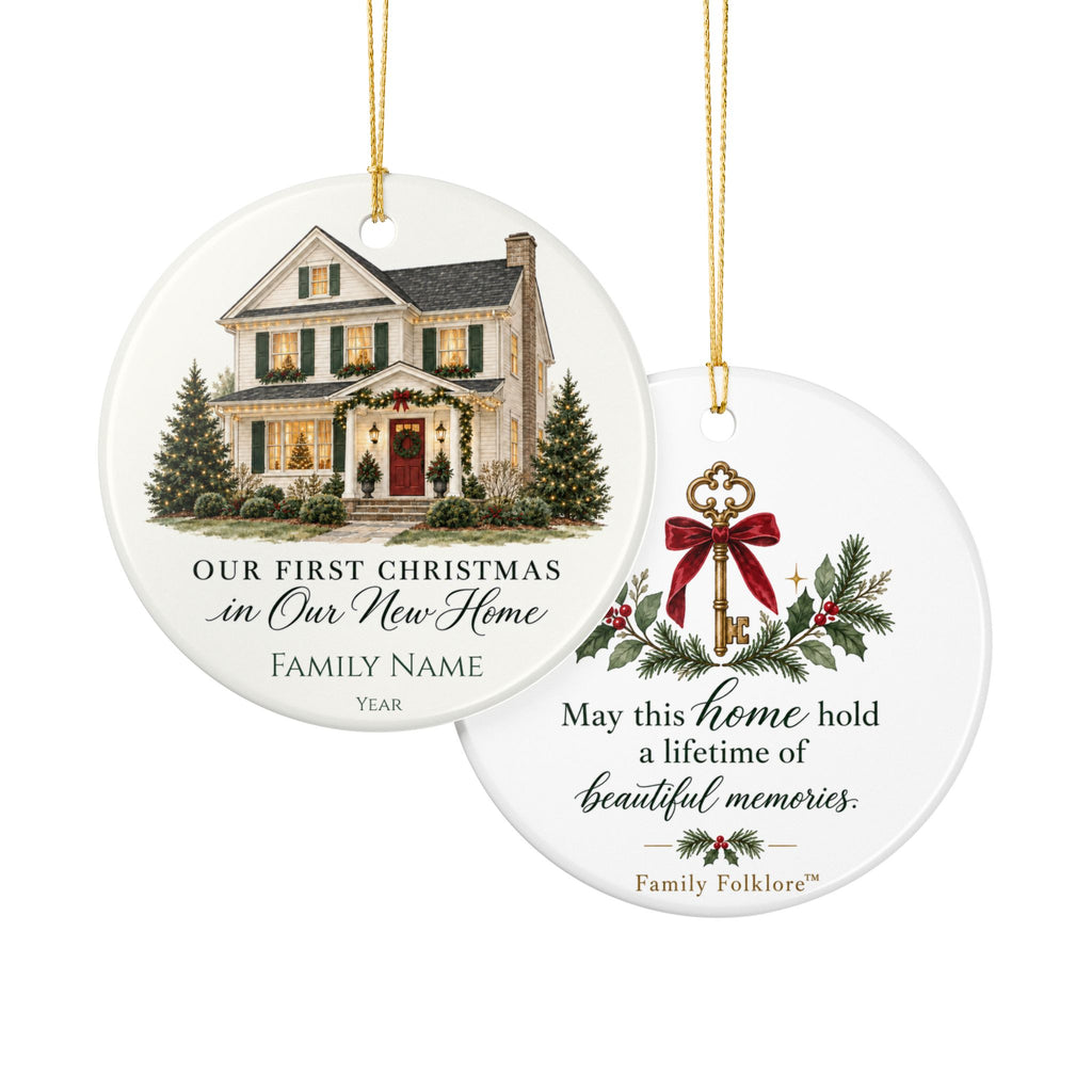 Personalized First Christmas in Our New Home Ornament — Family Name & Year