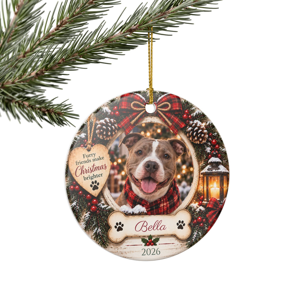Personalized Pet Photo Christmas Ornament — Dog or Cat