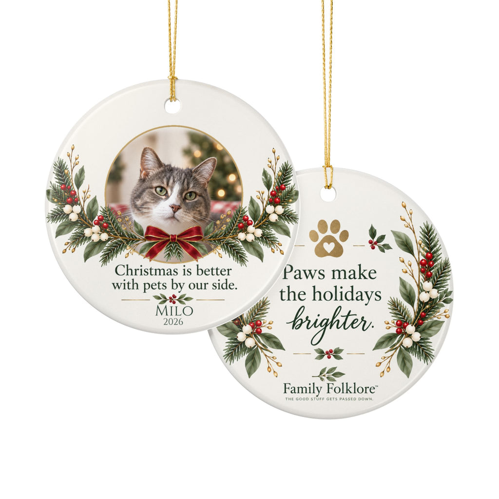 Personalized Pet Photo Christmas Ornament — Name & Year
