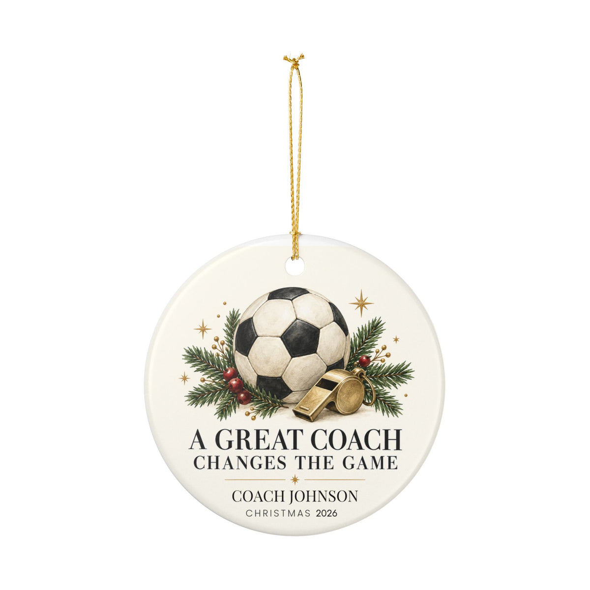 Personalized Soccer Coach Christmas Ornament, Custom Coach Name & Year, Soccer Coach Gift, Team Thank You Gift