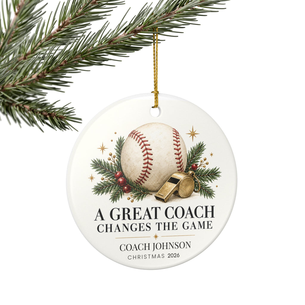Personalized Baseball Coach Christmas Ornament, Custom Coach Name & Year, Baseball Coach Gift, Team Thank You Gift
