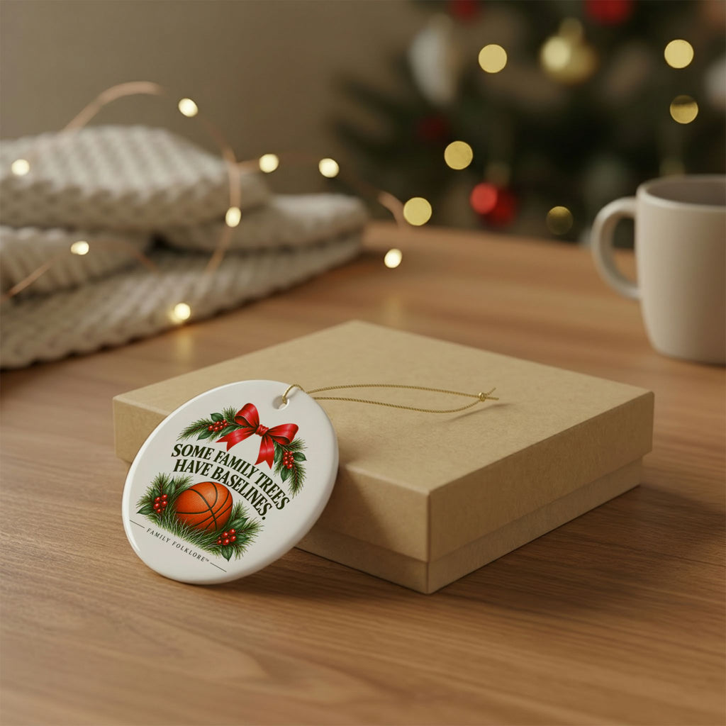 Basketball Christmas Ornament 2026, Some Family Trees Have Baselines, Basketball Mom Gift, Basketball Family Keepsake, Ceramic Ornament