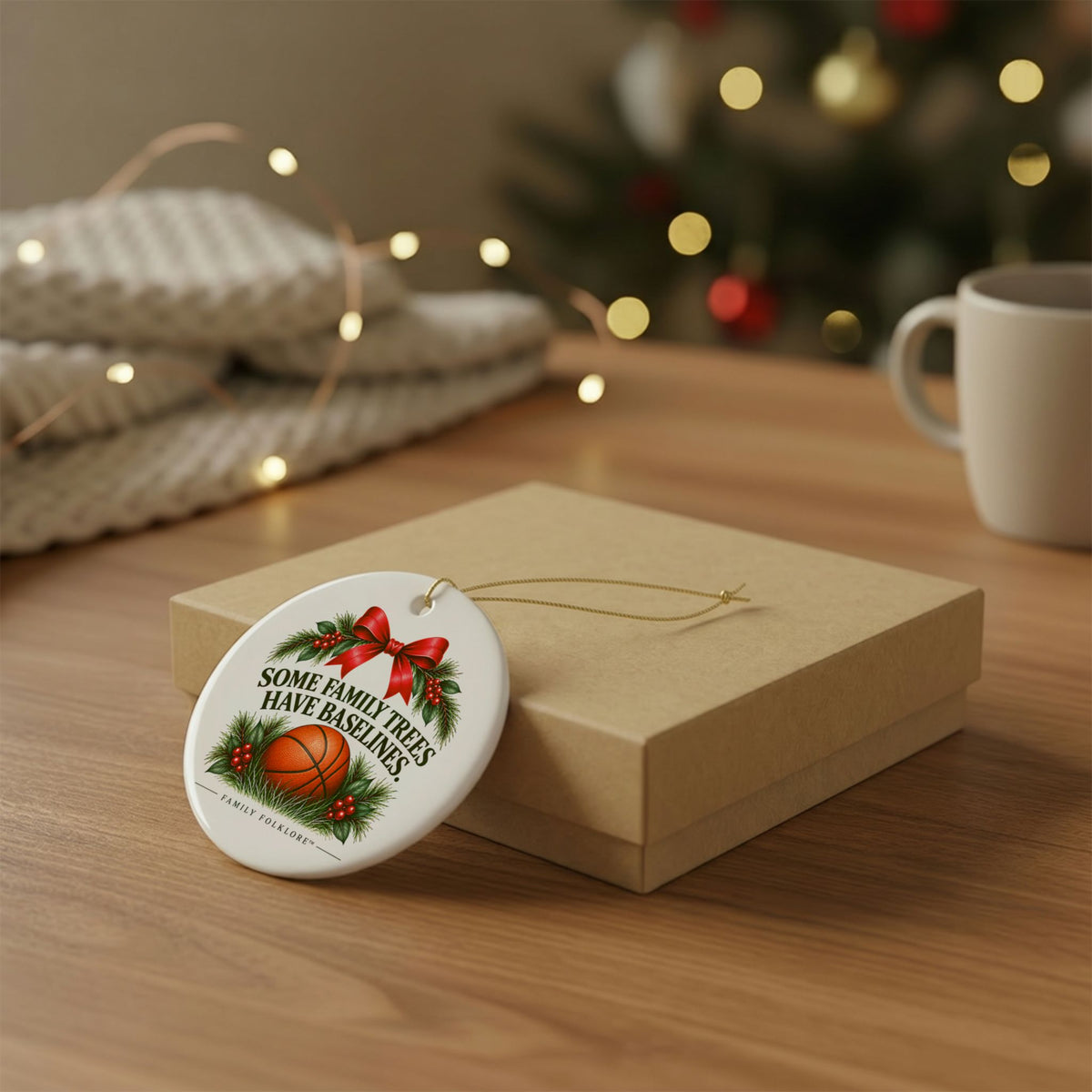 Basketball Christmas Ornament 2026, Some Family Trees Have Baselines, Basketball Mom Gift, Basketball Family Keepsake, Ceramic Ornament