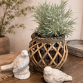 Woven Willow Lantern with Glass Hurricane