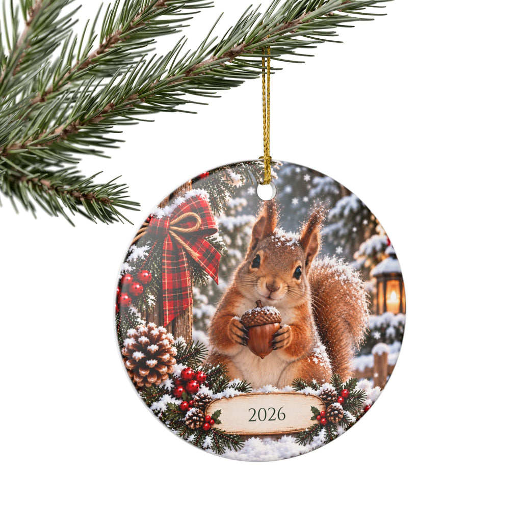 Personalized Squirrel Christmas Ornament — Custom Year