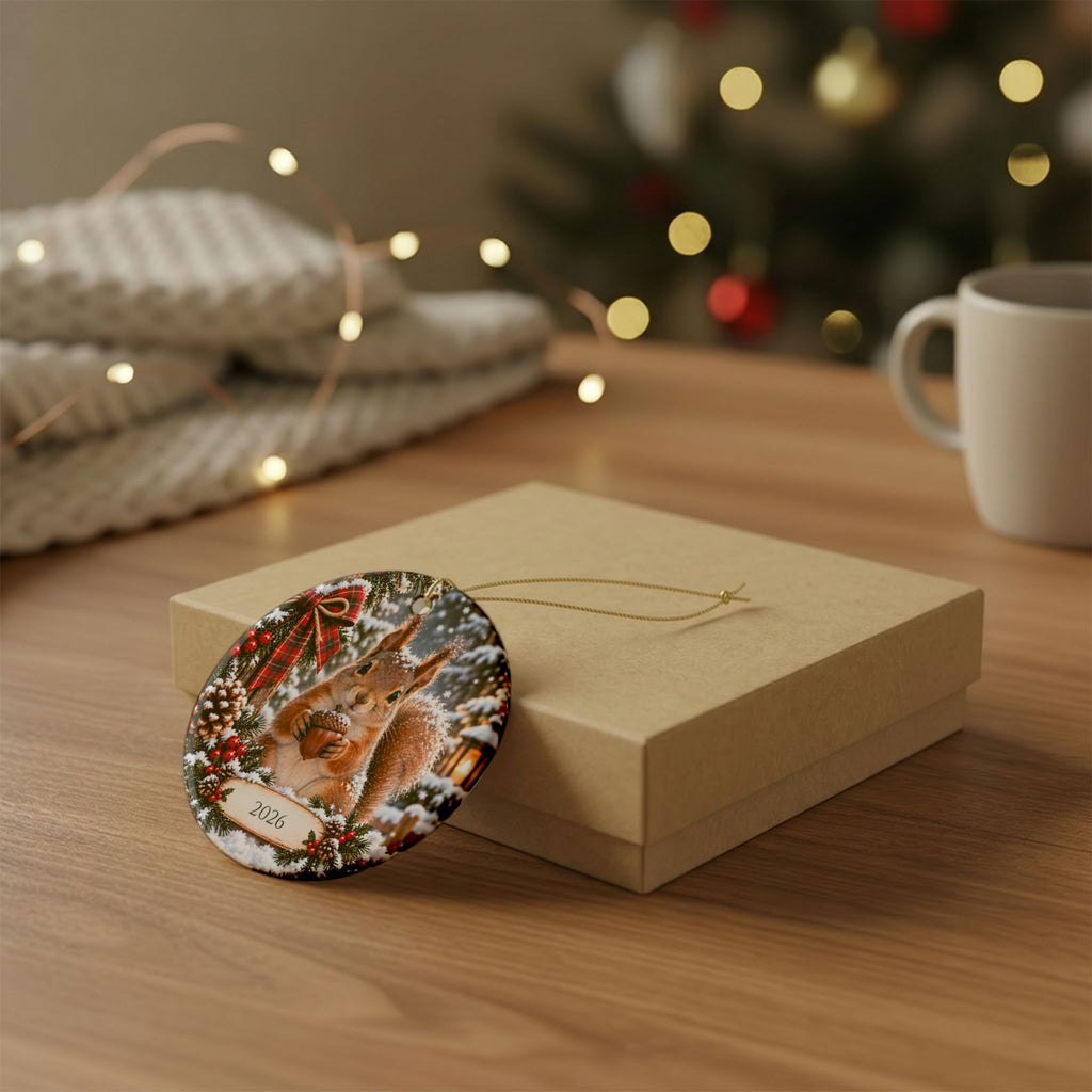 Personalized Squirrel Christmas Ornament — Custom Year