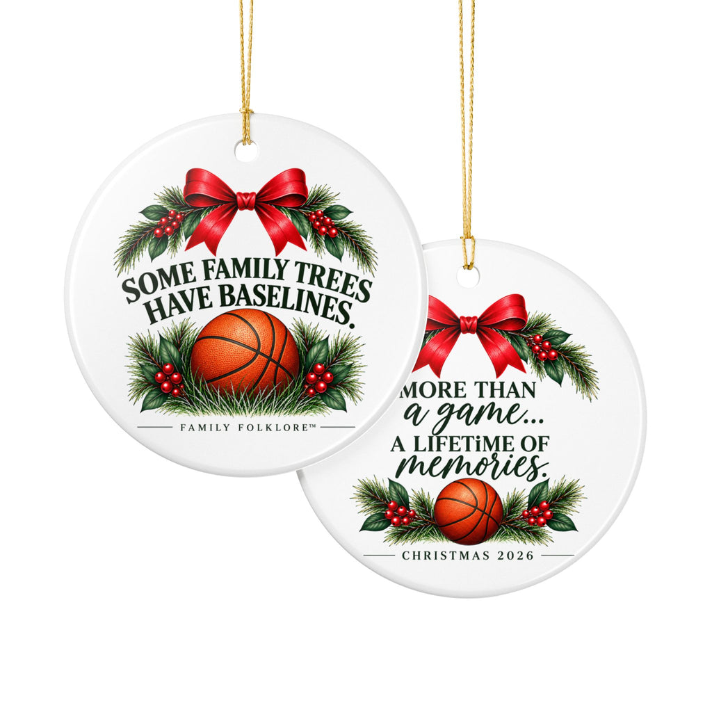 Basketball Christmas Ornament 2026, Some Family Trees Have Baselines, Basketball Mom Gift, Basketball Family Keepsake, Ceramic Ornament